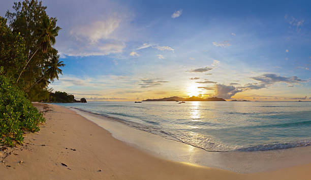 istock Sunset on tropical beach - Seychelles 503218732