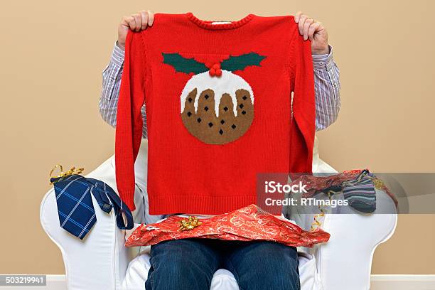 Man Look What I Got For Christmas Stock Photo - Download Image Now - Gift, Christmas, Christmas Sweater