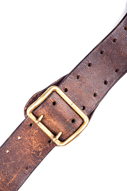 istock Rugged Brown Leather Jean Belt with Isolated on White 503220474