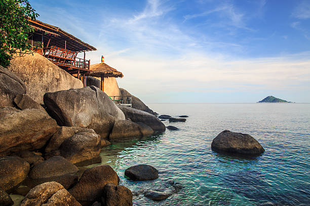 istock Bamboo hut over crystal clear sea 503221167
