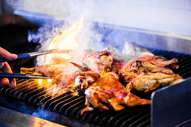 Portuguese Chicken on the Grill stock photo
