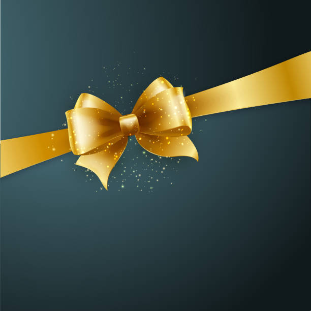 Christmas Background. Vector Design Christmas Background. Vector Design. Gold bow in  gray background bow hair bow ribbon gold stock illustrations
