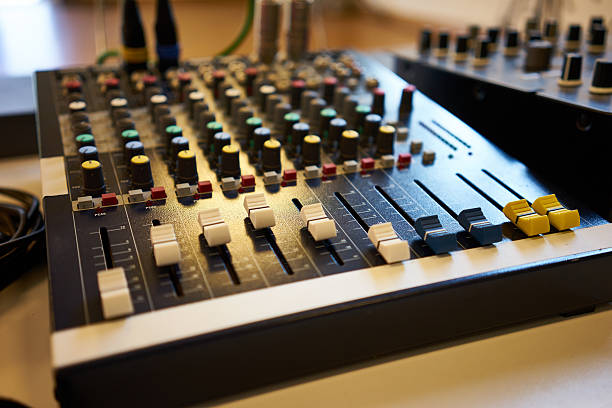 istock Amplifier with several buttons and regulators for sound recordings 503223512