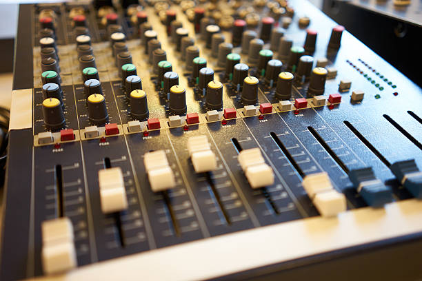 istock Amplifier with several buttons and regulators for sound recordings 503223680