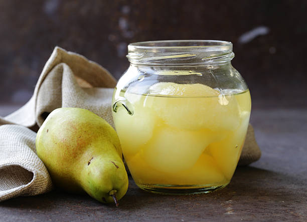 canned yellow pears, natural organic dessert