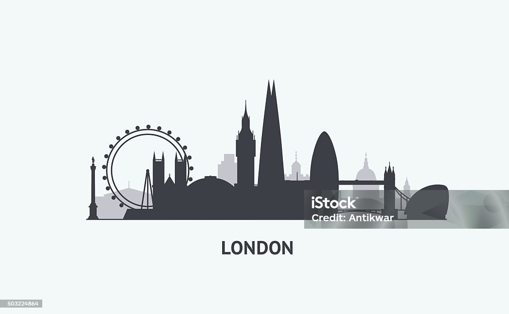 London  skyline silhouette Vector graphics, flat city illustration, eps 10 London - England stock vector
