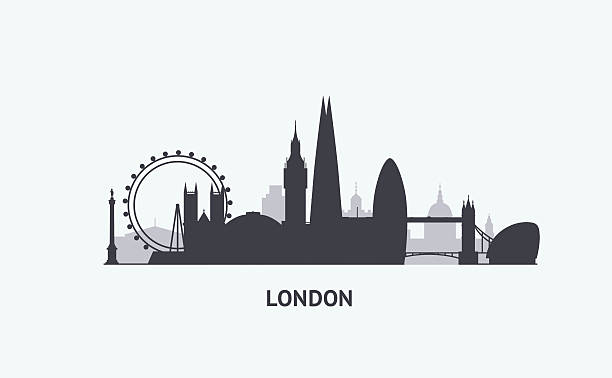 London  skyline silhouette Vector graphics, flat city illustration, eps 10 london stock illustrations