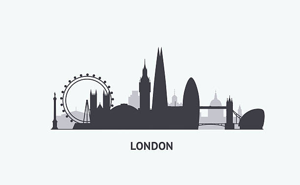 London  skyline silhouette Vector graphics, flat city illustration, eps 10 london skyline stock illustrations