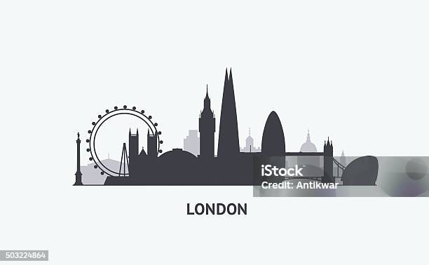 London Skyline Silhouette Stock Illustration - Download Image Now - London - England, Urban Skyline, In Silhouette