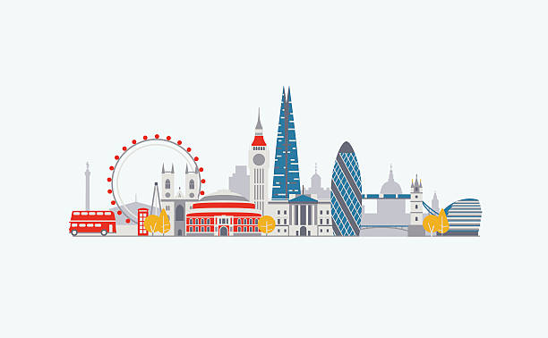 abstrakte skyline von london - bridge london england symbol vector stock-grafiken, -clipart, -cartoons und -symbole