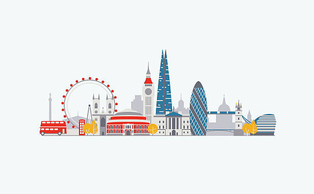 london abstract skyline - londra i̇ngiltere illüstrasyonlar stock illustrations