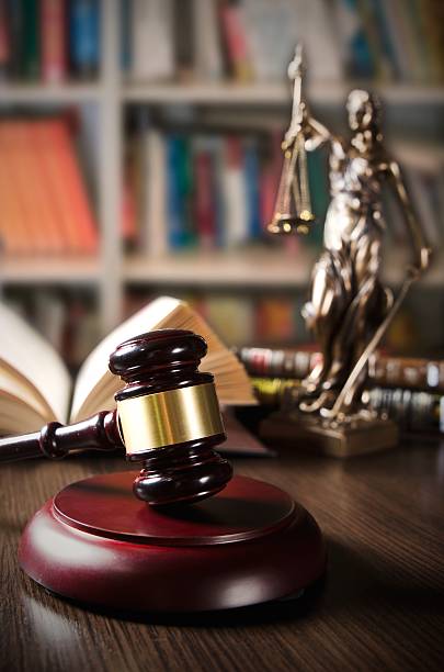 istock Law concept with gavel and Themis in background 503225970