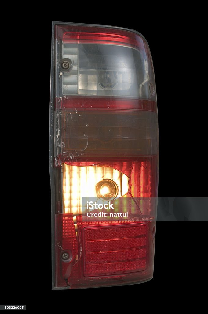 Car trail light broken from accident Car trail light broken from accident isolated on black background Car Stock Photo