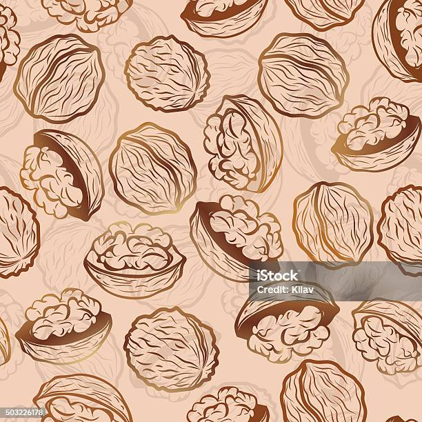 Walnut Pattern Repeat Walnut Seamless Vector Pattern Stock Illustration - Download Image Now ...
