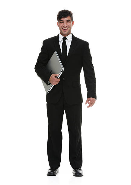 istock Smiling businessman holding laptop 503226500