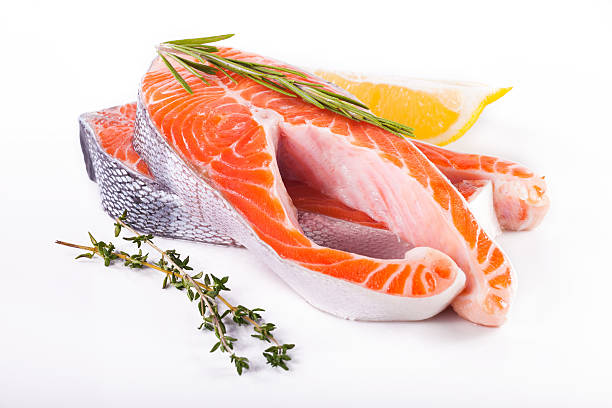 istock Fresh Raw Salmon Steak isolated on a White Background 503226737