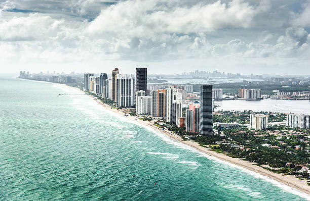 vista aérea de la ciudad de fort lauderdale - fort lauderdale florida miami florida beach fotografías e imágenes de stock