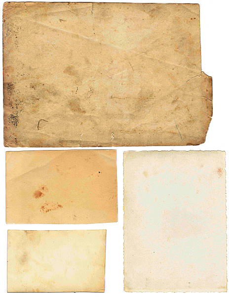 古いペーパーズセットに分離白背景 - old isolated on white old fashioned book ストックフォトと画像
