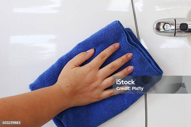 Close Up Hand Clean On White Car Stock Photo - Download Image Now - Adult, Blue, Business