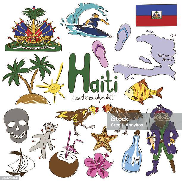 Collection Of Haiti Icons Stock Illustration - Download Image Now - Alphabet, Animal, Animal Skull