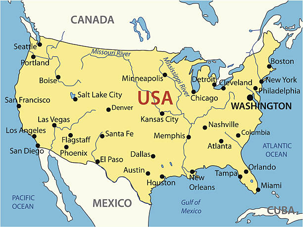 ilustraciones, imágenes clip art, dibujos animados e iconos de stock de los estados unidos de américa-vector map - country geographic area