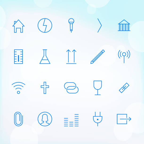 20 트렌디한 여윔 아이콘 웹 및 모바일 세트 7 - weather thermometer religious icon symbol stock illustrations