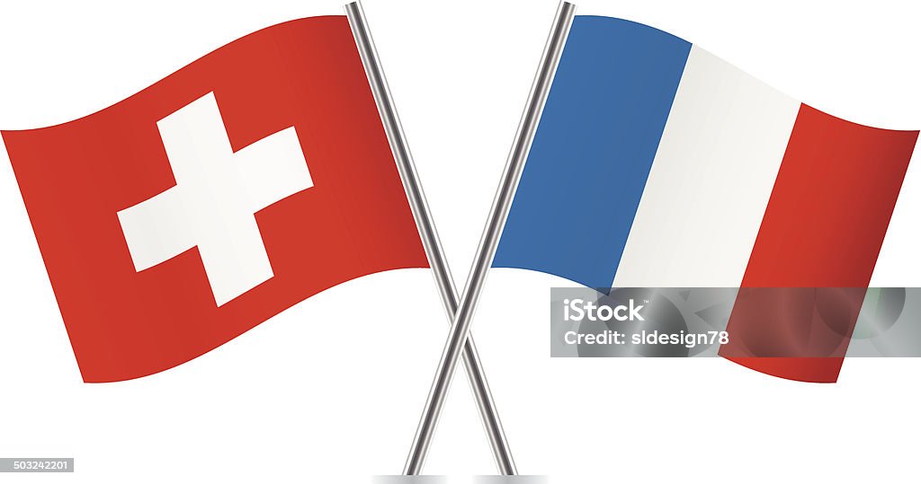 Suiza y francés flags. - arte vectorial de Bandera libre de derechos