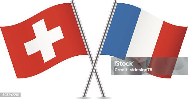 Ilustración de Suiza Y Francés Flags y más Vectores Libres de Derechos de Bandera - Bandera, Francia, Suiza