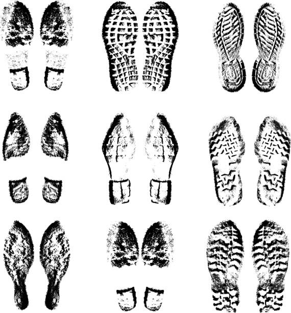 istock Collection  imprint soles shoes  black  silhouette. Vector illustration 503242374