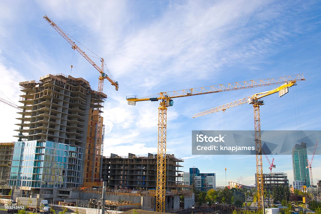 Calgary im boomenden Wohn- Markt in Bearbeitung - Lizenzfrei Baustelle Stock-Foto