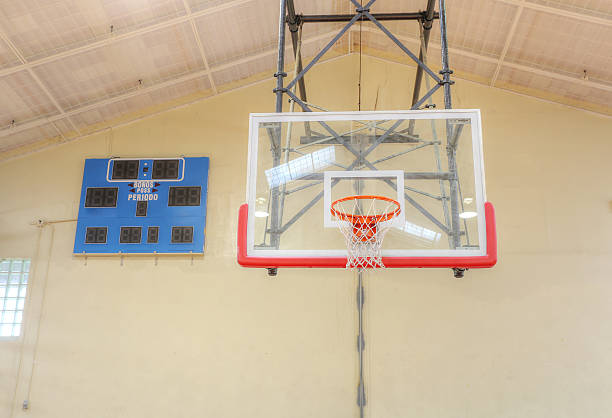 istock Basketball hoop cage with score table 503242937