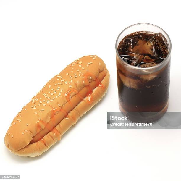 Hotdog And Soft Drink Stock Photo - Download Image Now - Bread, Burger, Dessert Topping