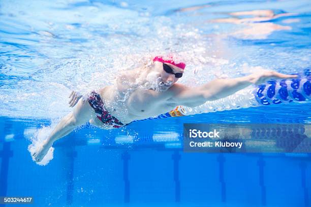 Swimmer Speeding Through The Pool Stock Photo - Download Image Now - Lap Pool, Sport, Competition