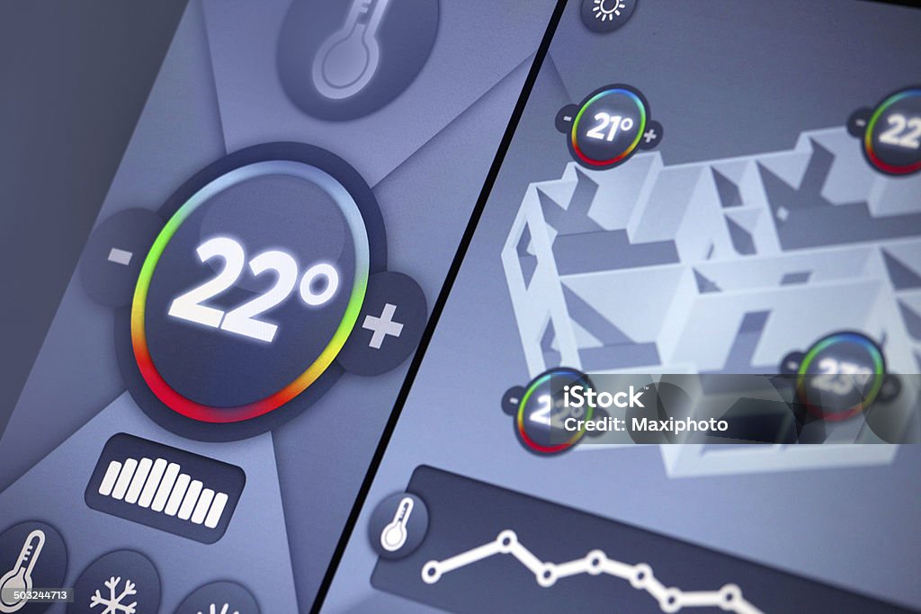 Smart Home Automation Building Temperature Control Panel Display Celsius  Degrees Stock Photo - Download Image Now - iStock