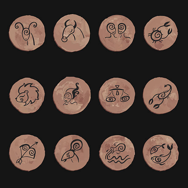 Horoscope. Zodiac set. Horoscope Zodiac Star signs, vector set. Hand drawn illustration. female scorpio tattoos stock illustrations