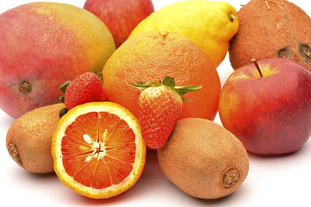 Exotic fruits on white background