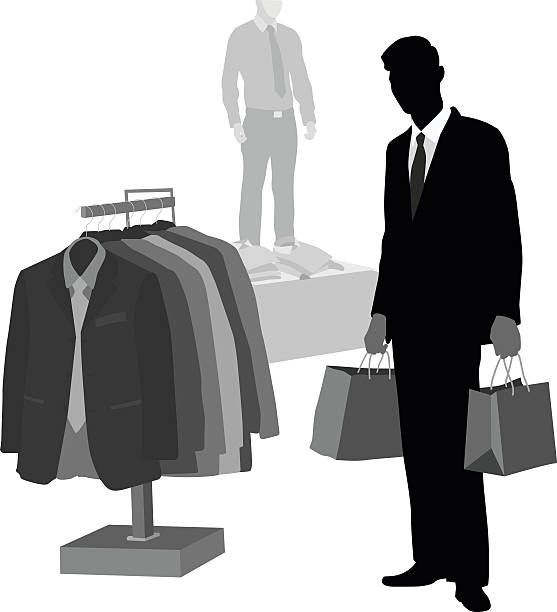 ilustraciones, imágenes clip art, dibujos animados e iconos de stock de smart compras - department store suit mannequin clothing