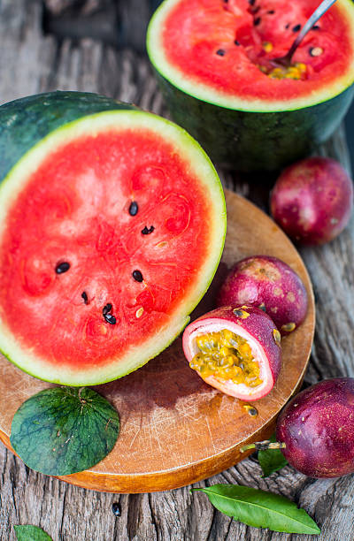 istock Vegan breakfast. Watermelon with passion fruit 503248240