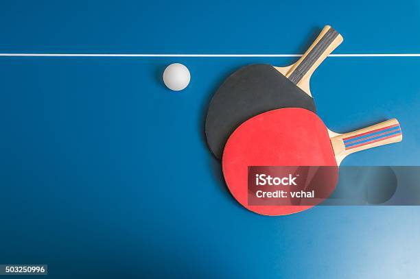 Ping Pong Or Table Tennis Background With Rackets Stock Photo - Download Image Now - Table Tennis, Competition, Playing