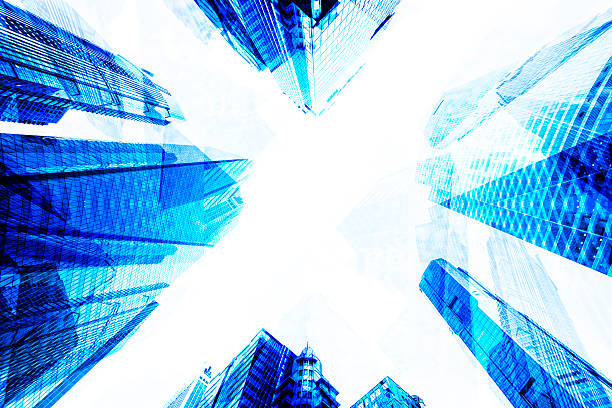istock Modern building business to top sky view abstract background 503256019