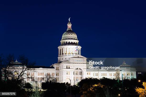 Texas State Capitol In Austin A Notte - Fotografie stock e altre immagini di Texas State Capitol - Texas State Capitol, Austin - Texas, Notte