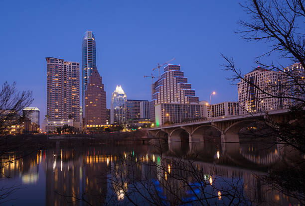istock Congress Avenue Bridge and downtown Austin, Texas at night 503257507