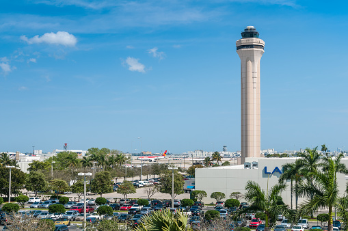 Miami, USA - February 26, 2014: Miami International Airport Air Traffic Control Tower