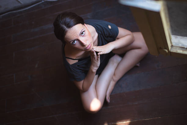 istock Caucasian woman practicing yoga look at camera 503258451