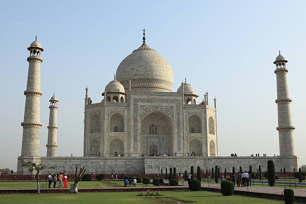 das taj mahal en agra indien - sehenwürdigkeit fotografías e imágenes de stock