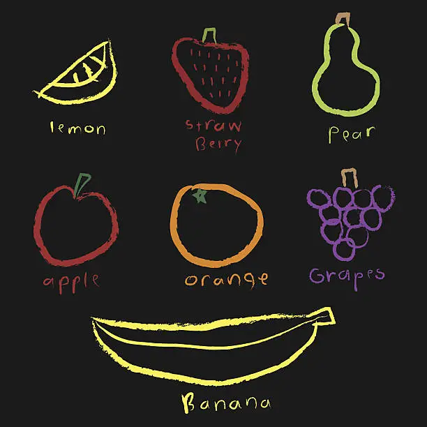 Vector illustration of Kid-Style Fruit