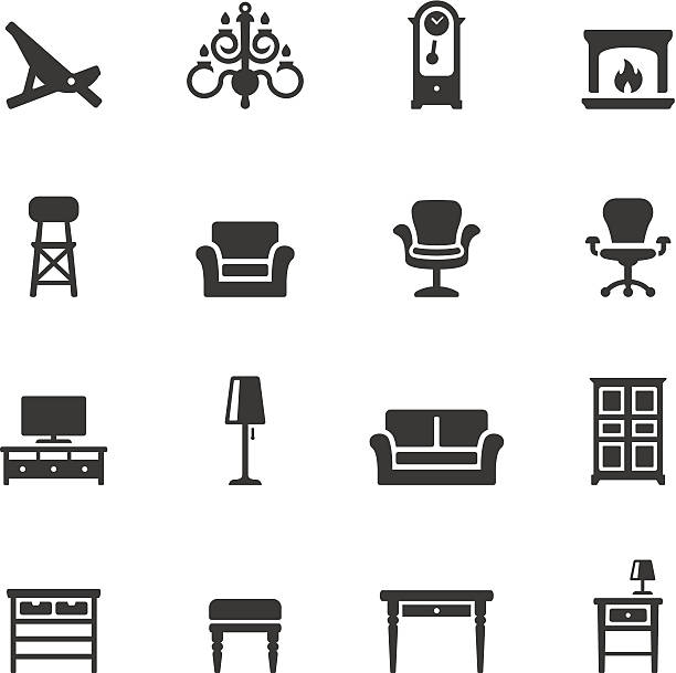 soulico icons-home interior - bürostuhl stock-grafiken, -clipart, -cartoons und -symbole