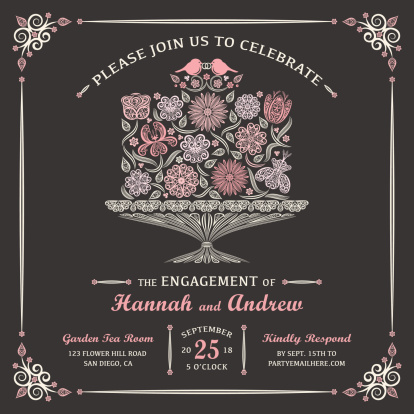Floral Engagement Cake Invitation