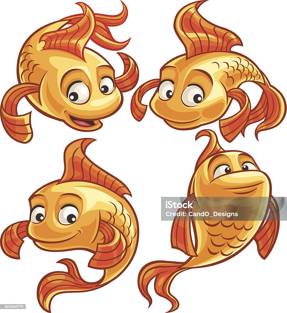 Pesce rosso Fumetto impostato - arte vettoriale royalty-free di Pesce rosso