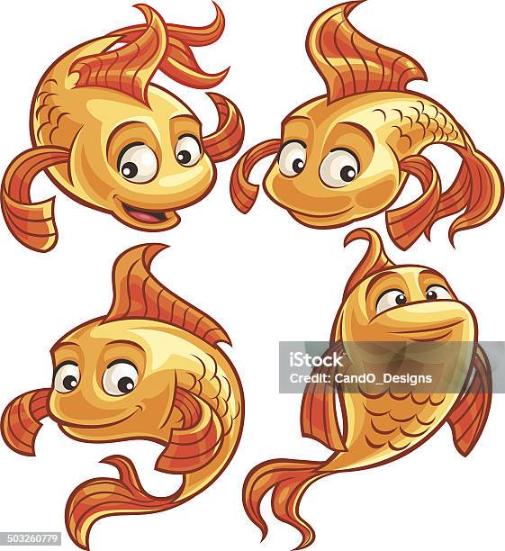 Pesce Rosso Fumetto Impostato - Immagini vettoriali stock e altre immagini di Pesce rosso - Pesce rosso, Carino, Fumetto - Creazione artistica